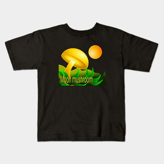 Moon mushroom Kids T-Shirt by Holisudin 